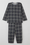 Baby Boy Pajama Set Dinosaur Kingdom Plaid Pattern Grey (9 Months-3 Years)