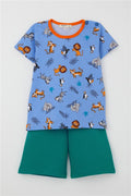 Baby Boy Pajama Set, Animal Kingdom Theme, Blue (9 Months-3 Years)