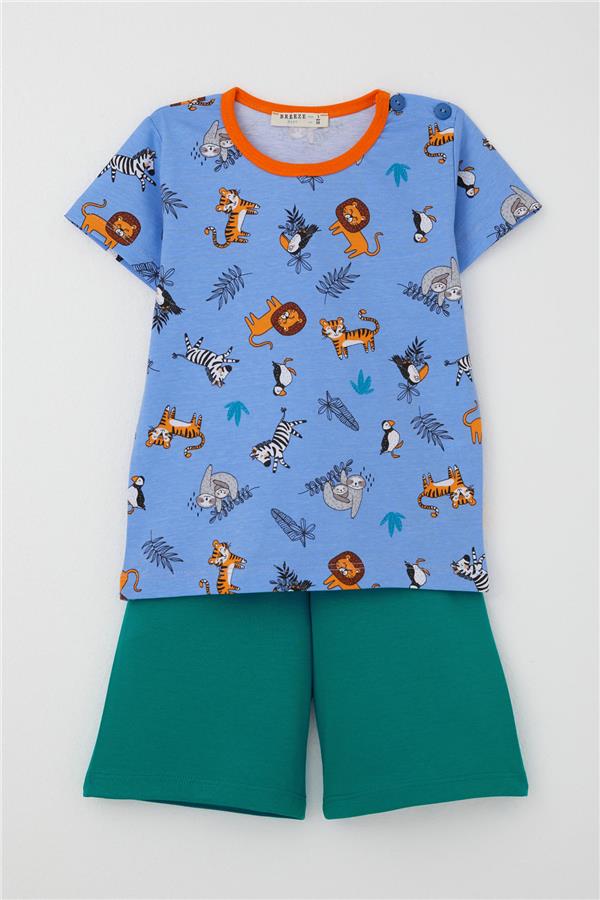 Baby Boy Pajama Set, Animal Kingdom Theme, Blue (9 Months-3 Years)