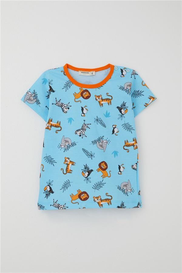 Baby Boy Pajama Set, Animal Kingdom Theme, Baby Blue (9 Months-3 Years)