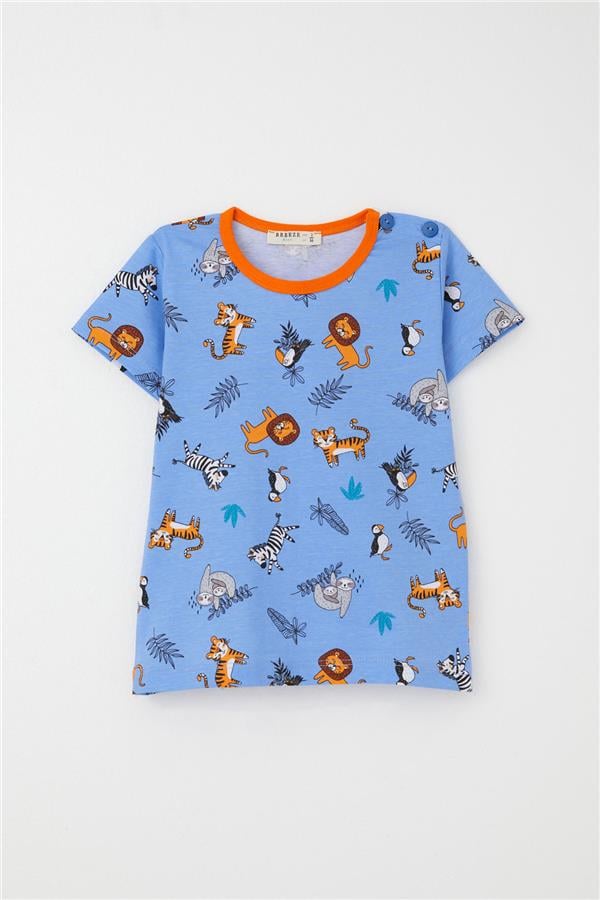 Baby Boy Pajama Set, Animal Kingdom Theme, Blue (9 Months-3 Years)