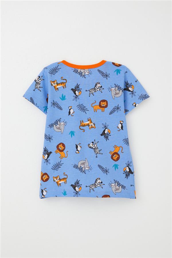 Baby Boy Pajama Set, Animal Kingdom Theme, Blue (9 Months-3 Years)