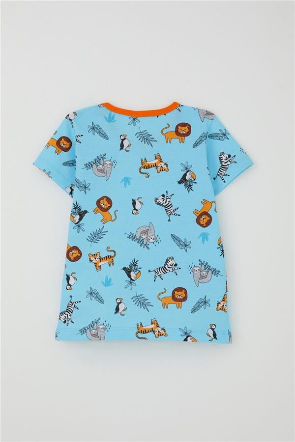 Baby Boy Pajama Set, Animal Kingdom Theme, Baby Blue (9 Months-3 Years)