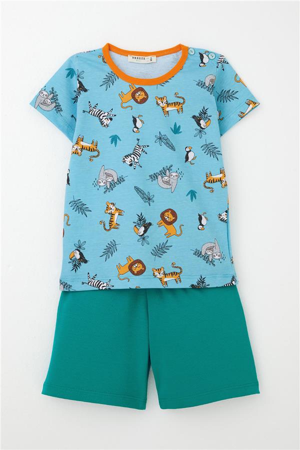 Baby Boy Pajama Set, Animal Kingdom Theme, Baby Blue (9 Months-3 Years)