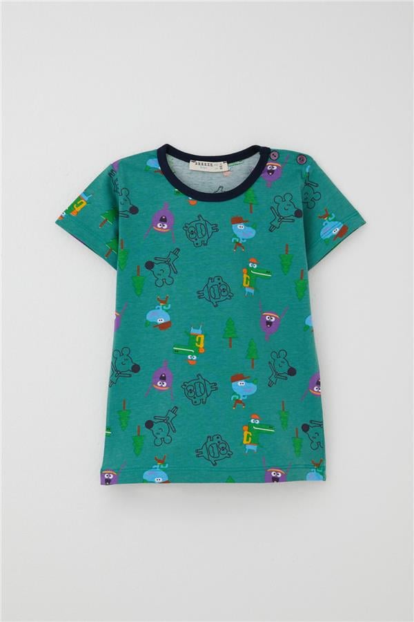 Baby Boy Pajama Set, Cheerful Animal Kingdom Friendship Theme, Green (9 Months-3 Years)