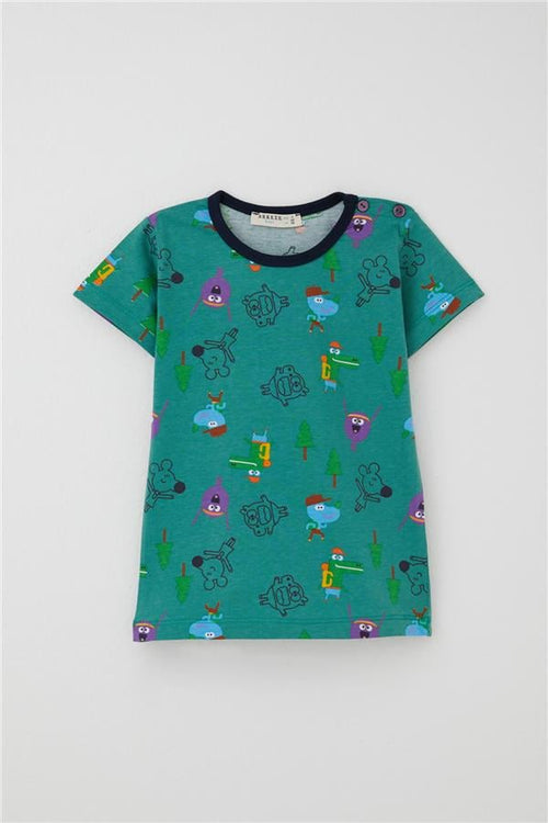 Baby Boy Pajama Set, Cheerful Animal Kingdom Friendship Theme, Green (9 Months-3 Years)