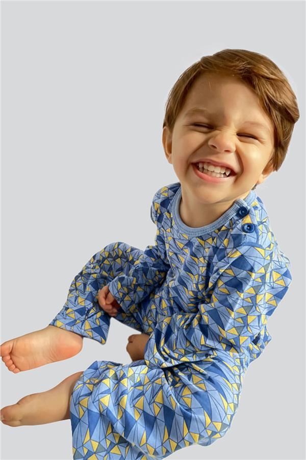 Baby Boy Pajama Set, Triangle Color, Light Blue (9 Months-3 Years)
