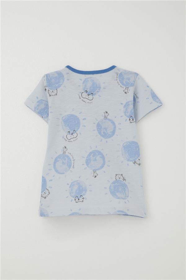 Baby Boy Pajama Set, Cute Animal Kingdom Friendship Theme, Light Blue (9 Months-3 Years)