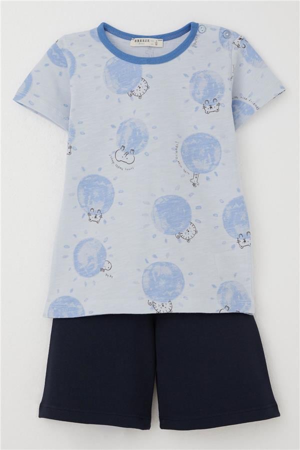Baby Boy Pajama Set, Cute Animal Kingdom Friendship Theme, Light Blue (9 Months-3 Years)