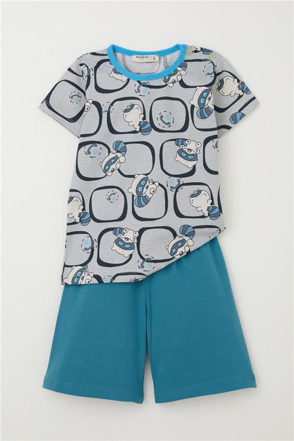 Baby Boy Pajama Set with Cute Raccoon Pattern, Grey (9 Months-3 Years)