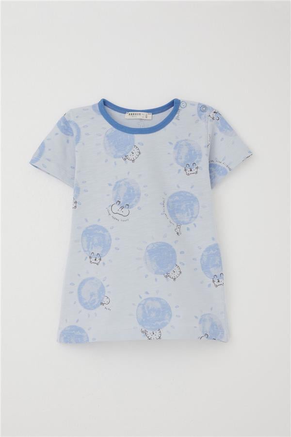 Baby Boy Pajama Set, Cute Animal Kingdom Friendship Theme, Light Blue (9 Months-3 Years)