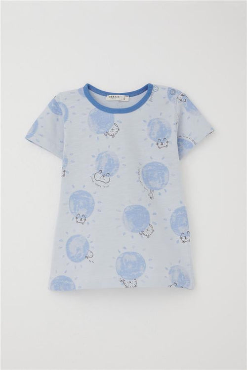 Baby Boy Pajama Set, Cute Animal Kingdom Friendship Theme, Light Blue (9 Months-3 Years)