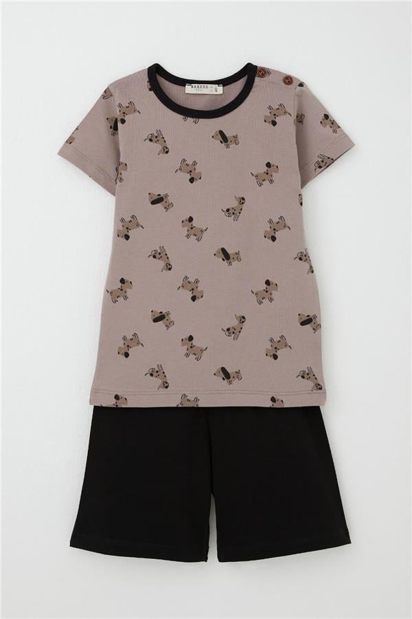 Baby Boy Pajama Set with Cute Puppy Pattern, Brown (9 Months-3 Years)