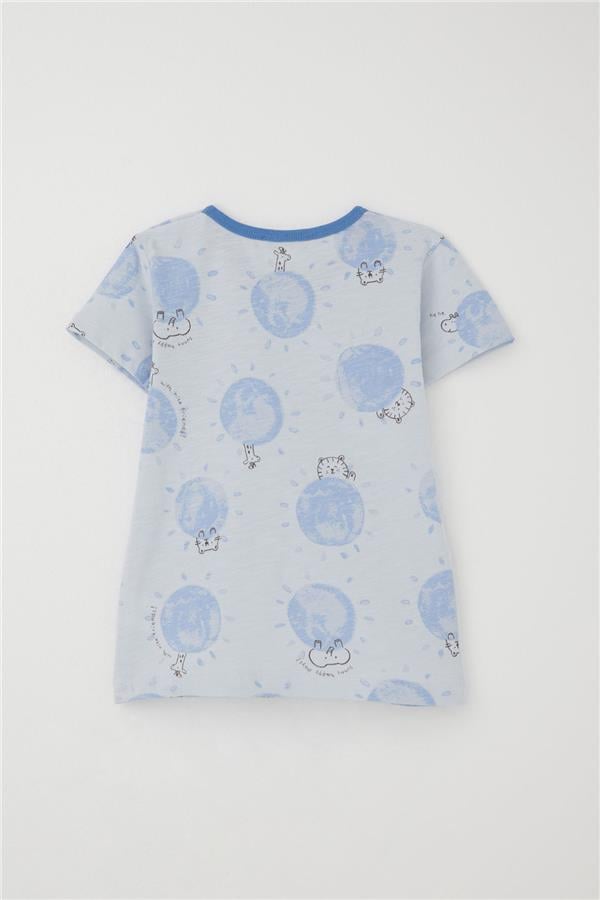 Baby Boy Pajama Set, Cute Animal Kingdom Friendship Theme, Light Blue (9 Months-3 Years)