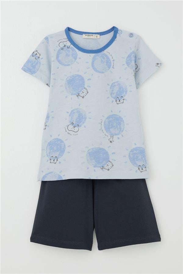 Baby Boy Pajama Set, Cute Animal Kingdom Friendship Theme, Light Blue (9 Months-3 Years)