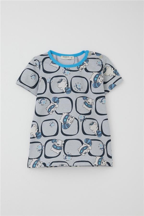 Baby Boy Pajama Set with Cute Raccoon Pattern, Grey (9 Months-3 Years)