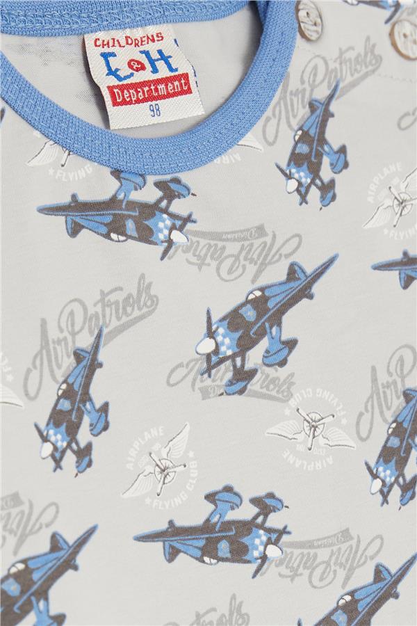 Baby Boy Pajama Set, Airplane Pattern, Grey (9 Months-1 Years)
