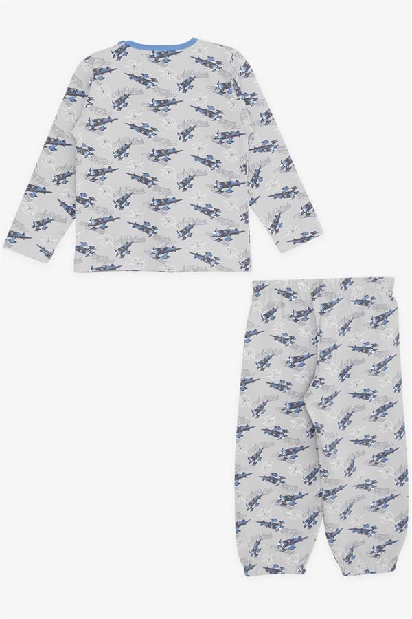 Baby Boy Pajama Set, Airplane Pattern, Grey (9 Months-1 Years)