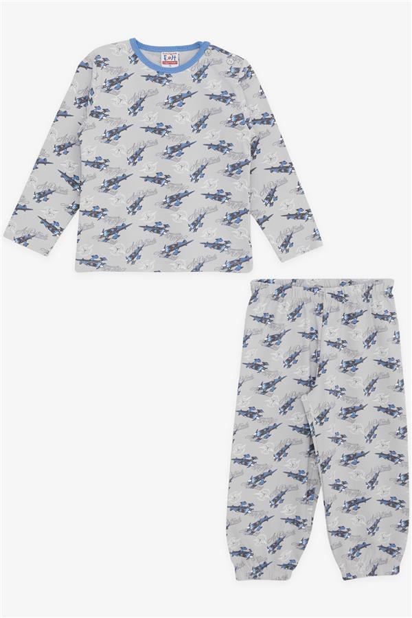 Baby Boy Pajama Set, Airplane Pattern, Grey (9 Months-1 Years)