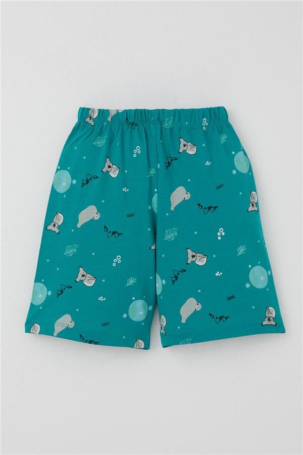 Baby Boy Shorts Pajama Set, Kuala Pattern, Petrol Green (9 Months-3 Years)