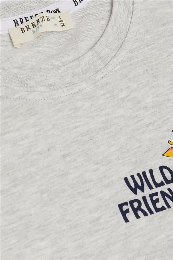 Baby Boy Shorts Set with Strong Friends Theme, Light Grey Melange (9 Months-3 Years)