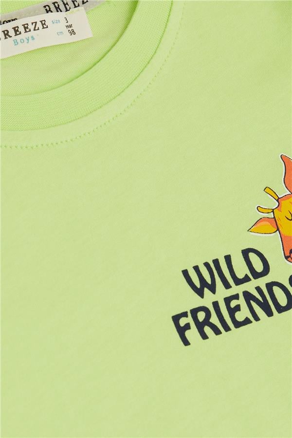 Baby Boy Shorts Set with Strong Friends Theme, Pistachio Green (9 Months-3 Years)