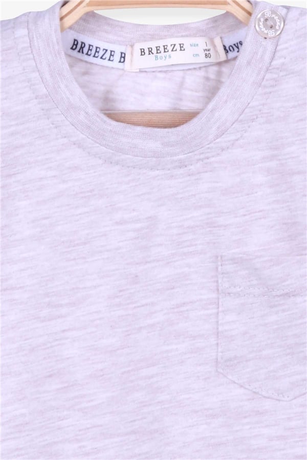 Baby Boy T-Shirt with Pockets, Beige Melange (9 Months-3 Years)