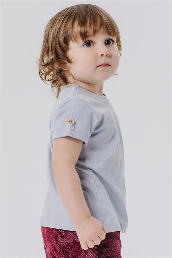 Baby Boy T-Shirt with Pockets and Buttoned Sleeves, Grey (9 Months-3 Years)