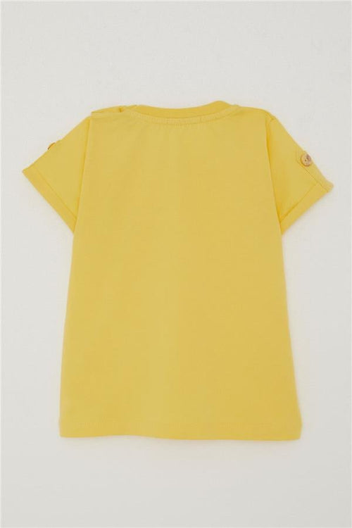 Baby Boy T-Shirt with Pockets, Buttoned Sleeves, Yellow (9 Months-3 Years)