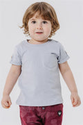 Baby Boy T-Shirt with Pockets and Buttoned Sleeves, Grey (9 Months-3 Years)