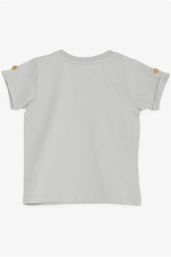 Baby Boy T-Shirt with Pockets and Buttoned Sleeves, Grey (9 Months-3 Years)