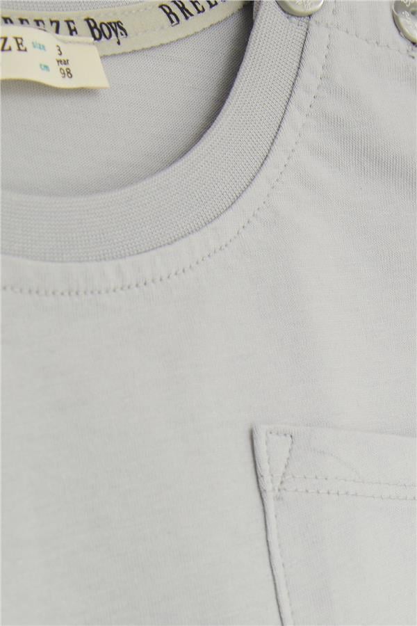 Baby Boy T-Shirt with Pockets and Buttoned Sleeves, Grey (9 Months-3 Years)