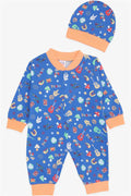 Baby Boy Romper, Peace Theme, Navy Blue (0-6 Months)