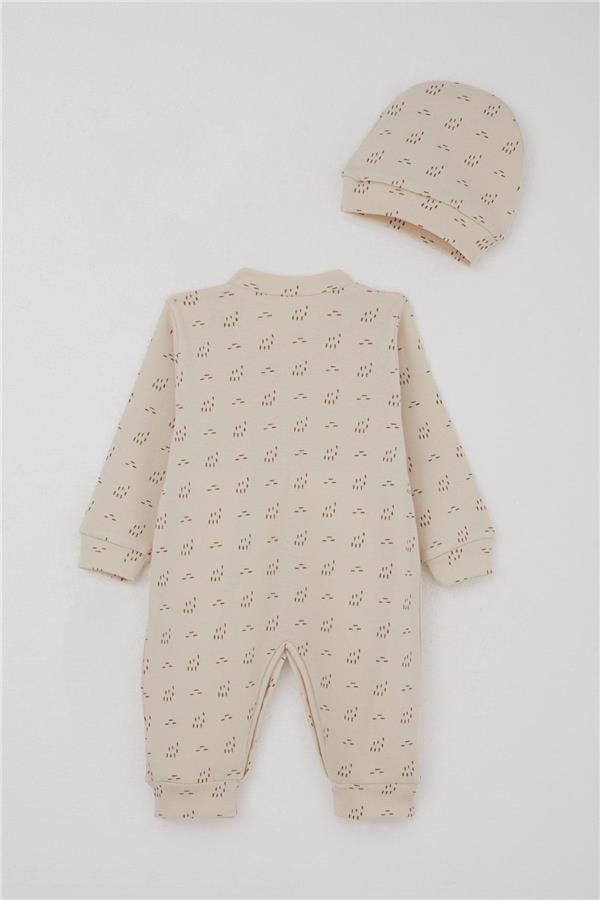 Baby Boy Romper, Patterned Beige (0-6 Months)
