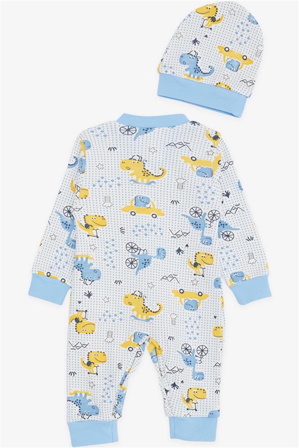 Baby Boy Romper Fun Dinosaur Design White (0-6 Months)