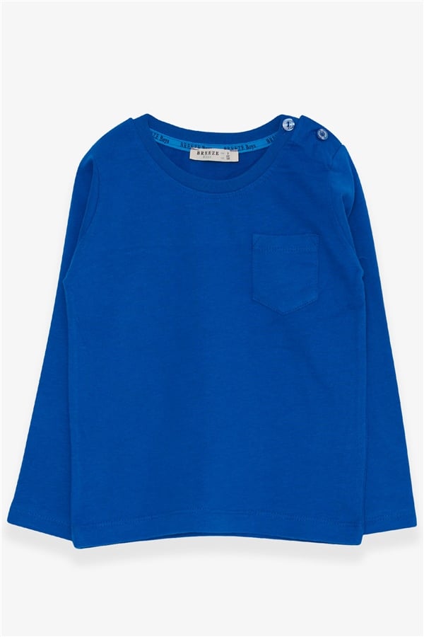 Baby Boy Long-Sleeve T-Shirt with Pockets, Royal Blue (9 Months-2 Years)