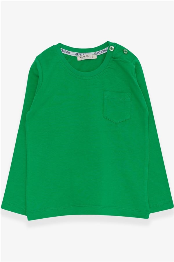 Baby Boy Long-Sleeved T-Shirt with Pockets, Green (9 Months-2 Years)