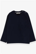 Baby Boy Long-Sleeved T-Shirt with Pockets, Navy Blue (9 Months-1.5 Years)
