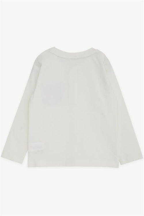 Baby Boy Long-Sleeve T-Shirt with Pockets, Buttons, and Emblem, Off-White (9 Months-3 Years)
