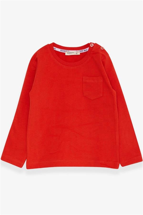Baby Boy Long-Sleeved T-Shirt with Pockets, Orange (9 Months-2 Years)