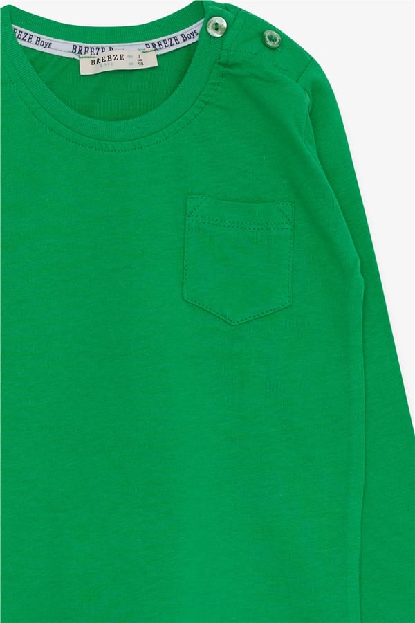 Baby Boy Long-Sleeved T-Shirt with Pockets, Green (9 Months-2 Years)