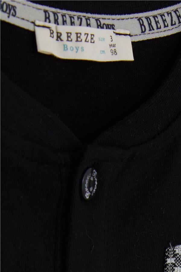 Baby Boy Long-Sleeved T-Shirt with Pockets and Patch, Black (9 Months-1.5 Years)