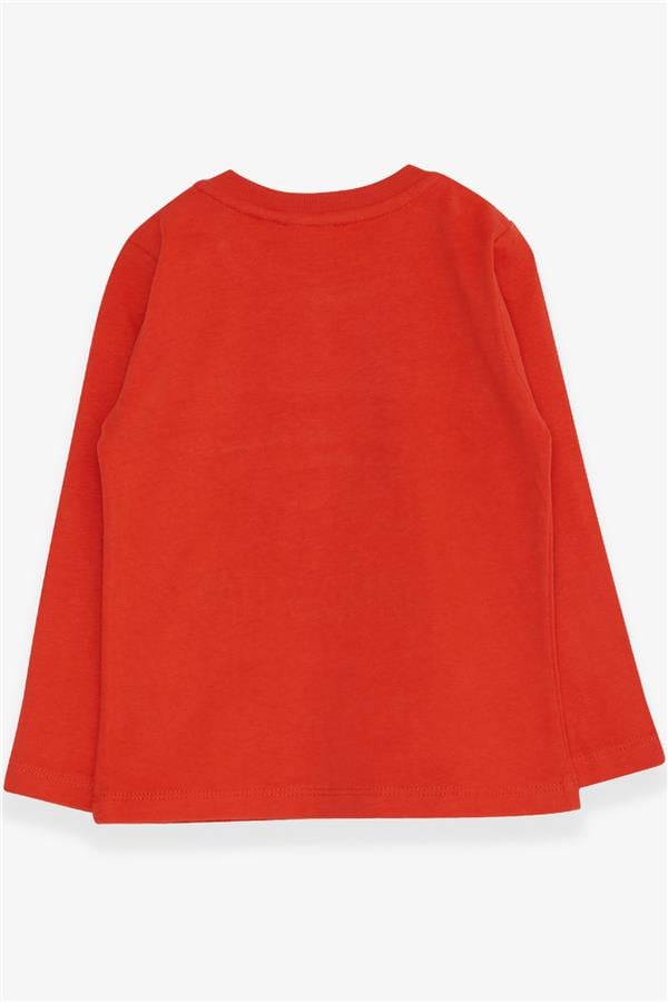 Baby Boy Long-Sleeve T-Shirt with Dinosaur Embroidery, Orange (9 Months-1.5 Years)