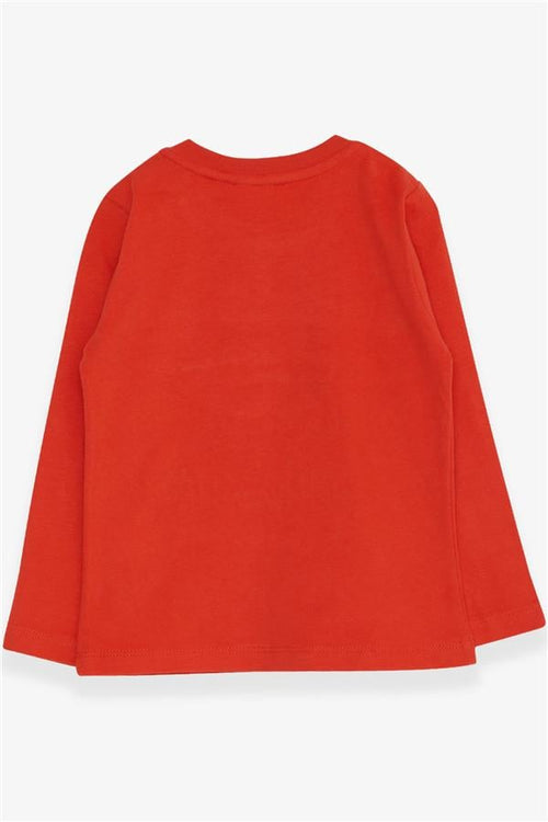 Baby Boy Long-Sleeve T-Shirt with Dinosaur Embroidery, Orange (9 Months-1.5 Years)