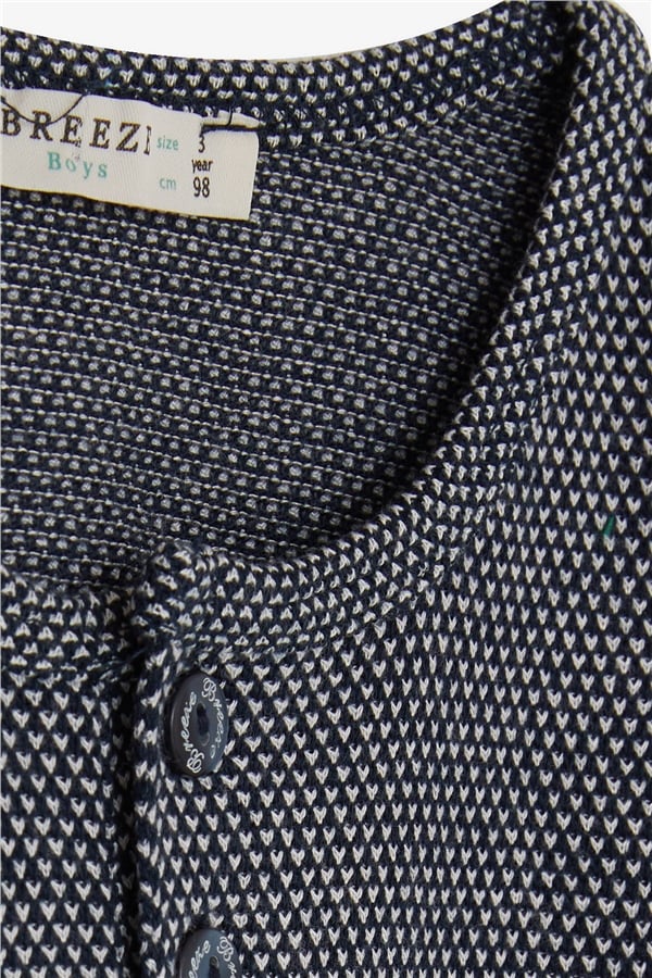 Baby Boy Long-Sleeved T-Shirt with Pattern and Emblem, Navy Blue (9 Months-1.5 Years)