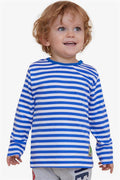 Baby Boy Long-Sleeve T-Shirt with Striped Button Closure and Dinosaur Print, Dark Blue (9 Months-1 Years)