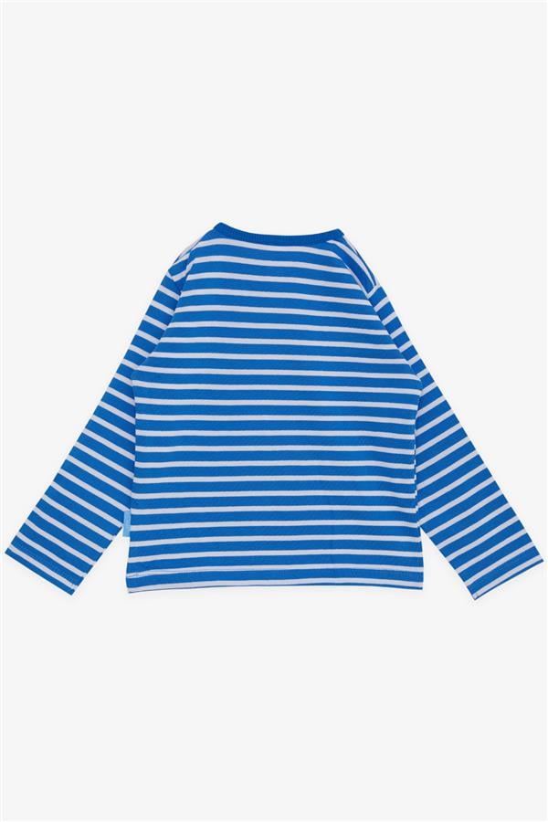 Baby Boy Long-Sleeved T-Shirt with Striped Button Closure, Blue (9 Months-1 Years)