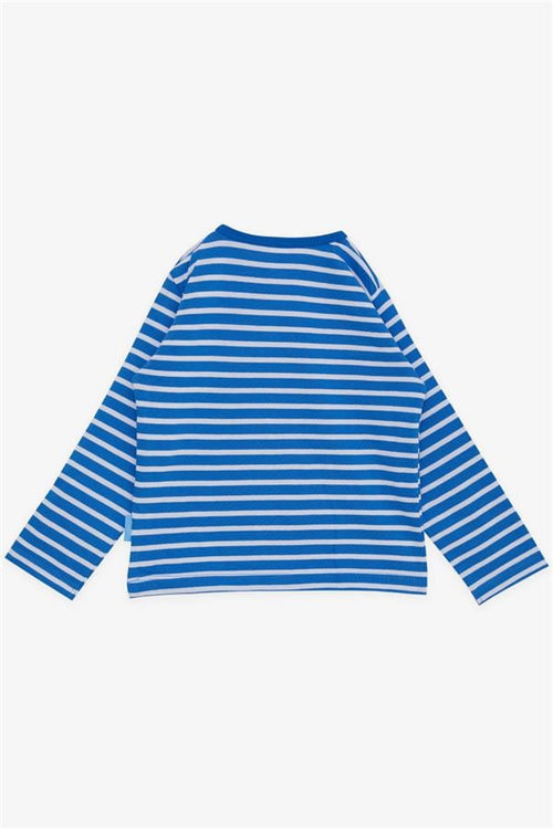 Baby Boy Long-Sleeved T-Shirt with Striped Button Closure, Blue (9 Months-1 Years)