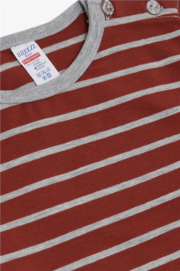 Baby Boy Long-Sleeve T-Shirt, Striped Tile Pattern (9 Months-1.5 Years)