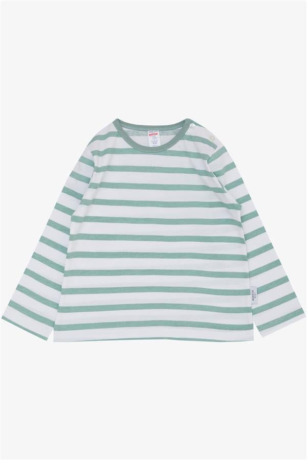 Baby Boy Long-Sleeve T-Shirt, Striped, Aqua Green (9 Months-1.5 Years)